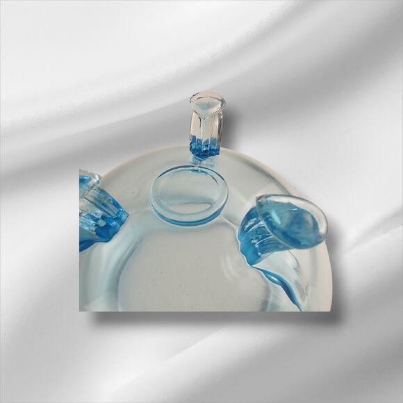 Vintage 60's Viking Glass Flower Lite Colonial Blue / Rose Bowl 3 Footed - Picture 4 of 5